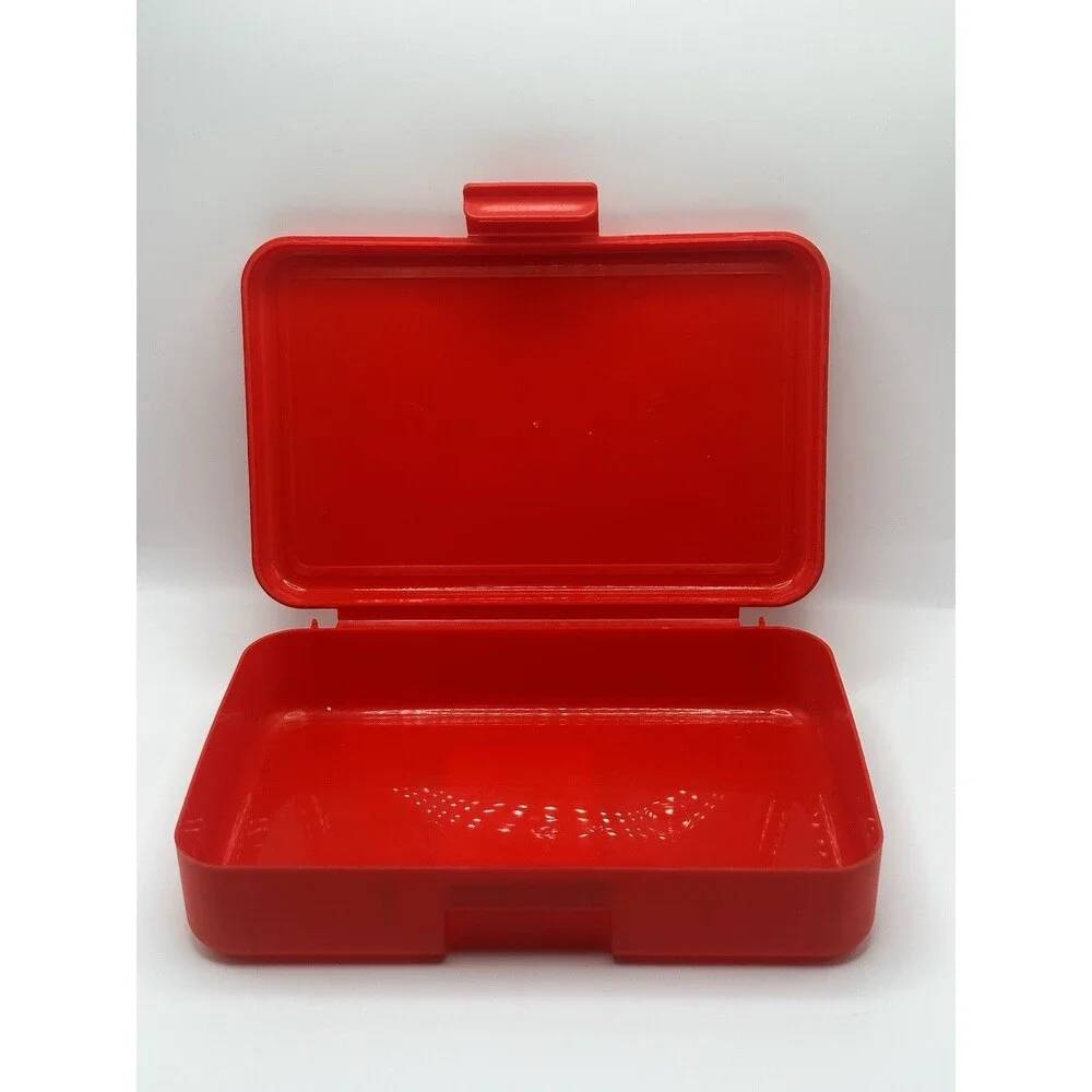 Creatology Red Plastic Pencil Box Case Snap Latch School Supply Storage